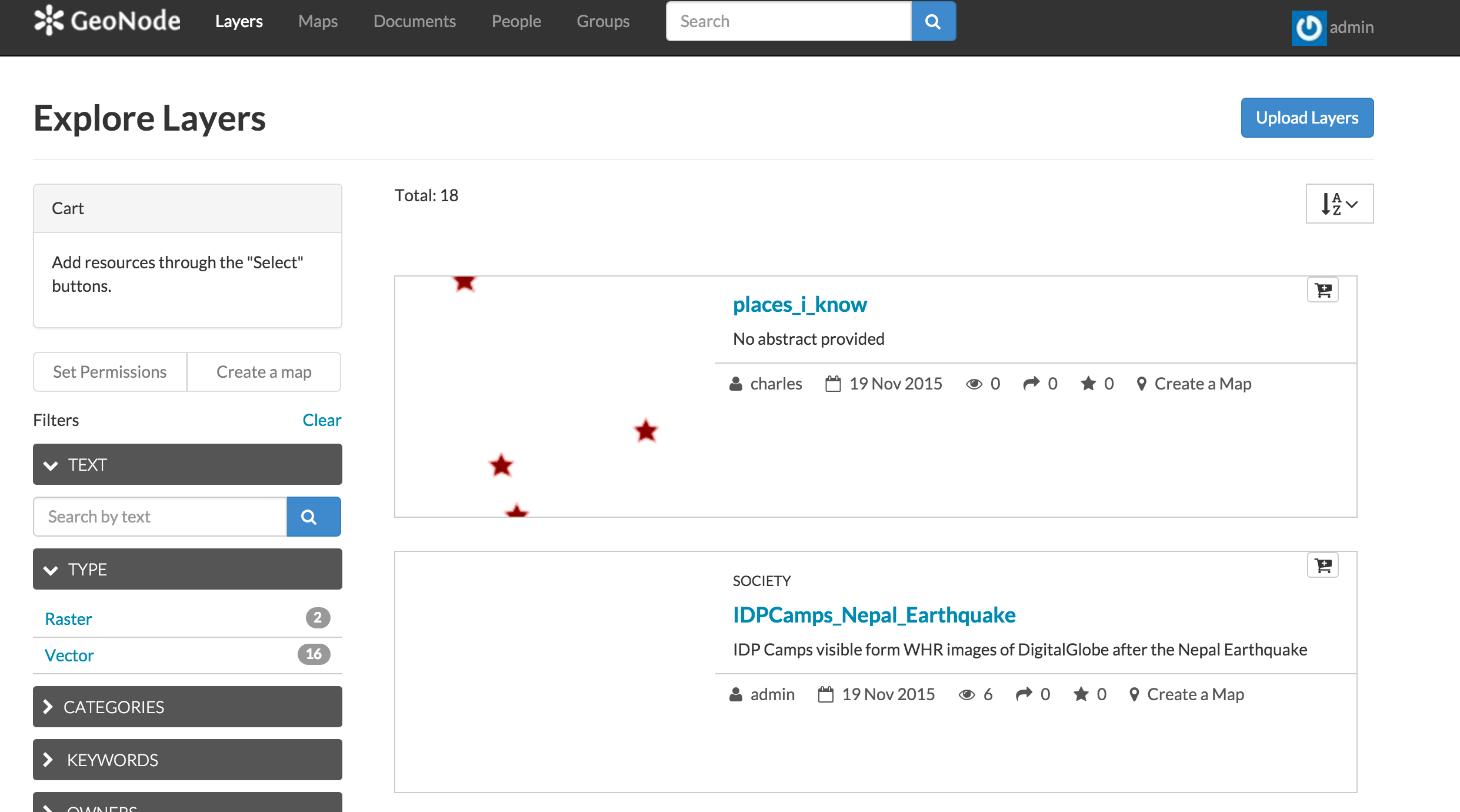 Explore Layers page